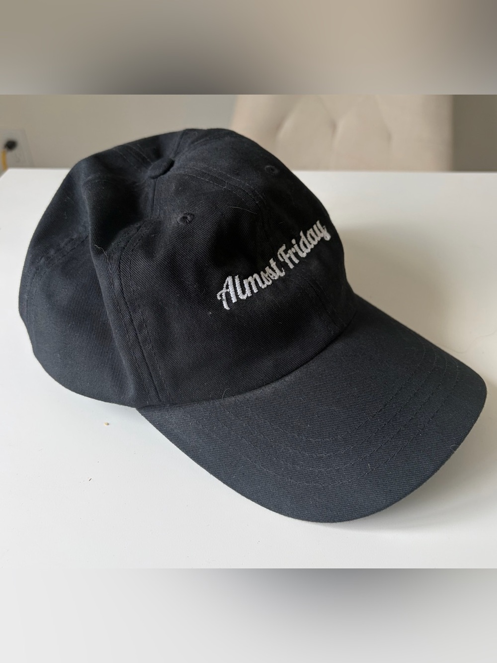 Almost Friday Black Embroidered Baseball Cap